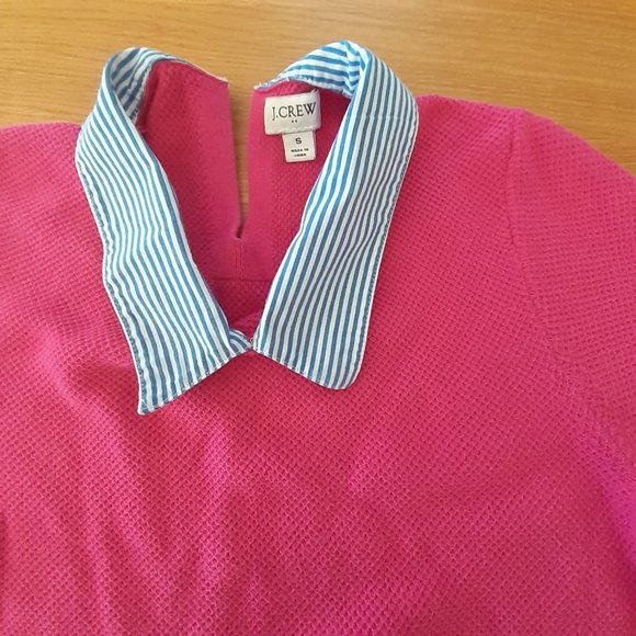 J. Crew Pink Short-Sleeve Sweater with Striped Collar - Picture 4 of 4